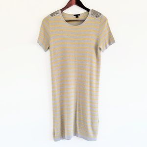 Gray and yellow bodycon mini dress